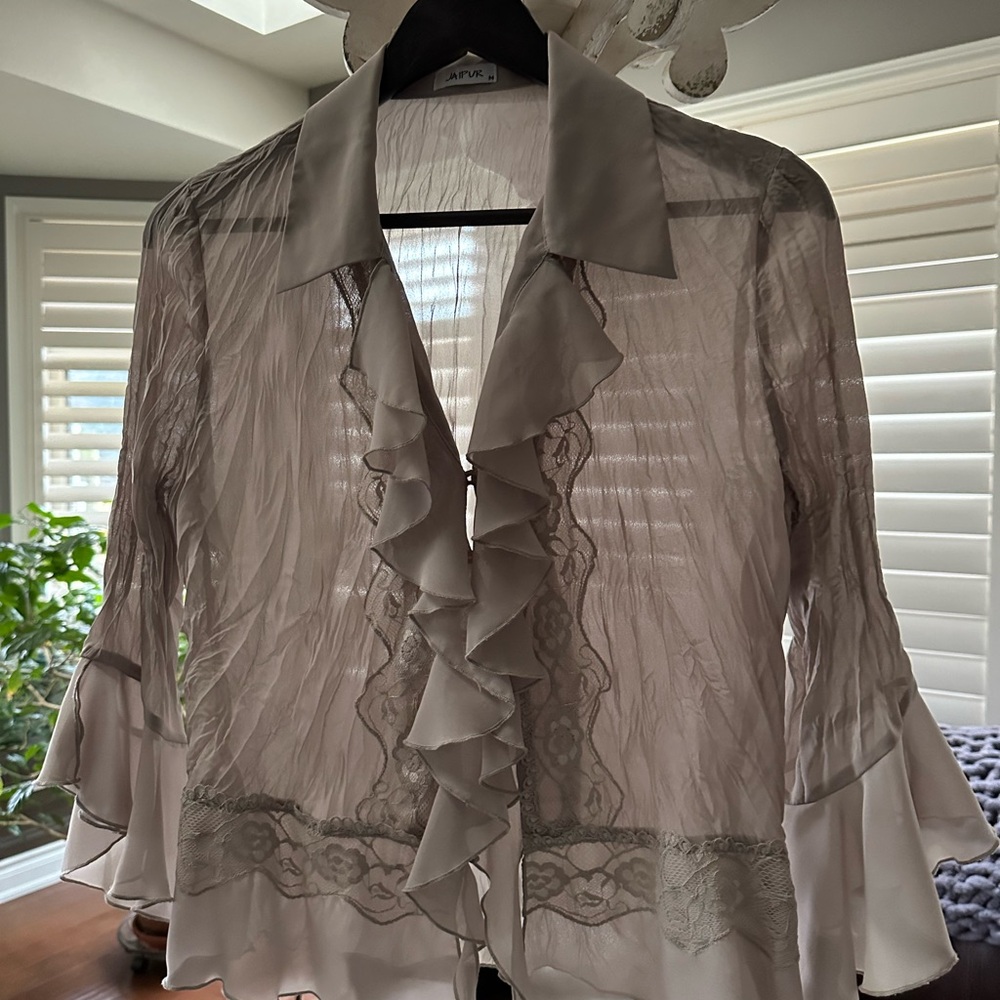 Jaipur Sheer Ruffle Blouse - Cream